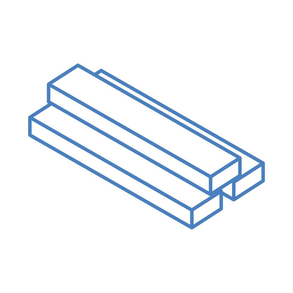 reparación isométrica construcción barras cuadradas de acero herramienta de trabajo y equipo diseño de icono de estilo lineal vector