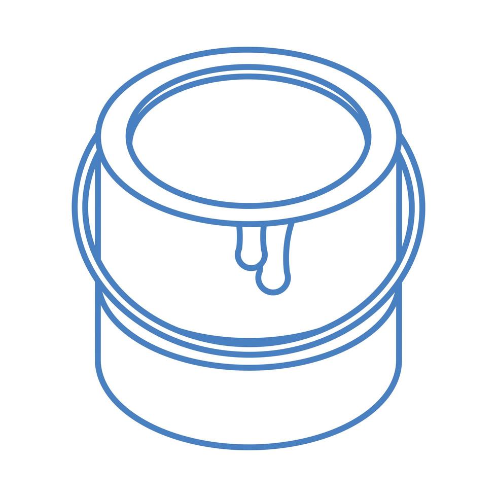 isometric construction bucket color repair work tool and equipment linear style icon design vector