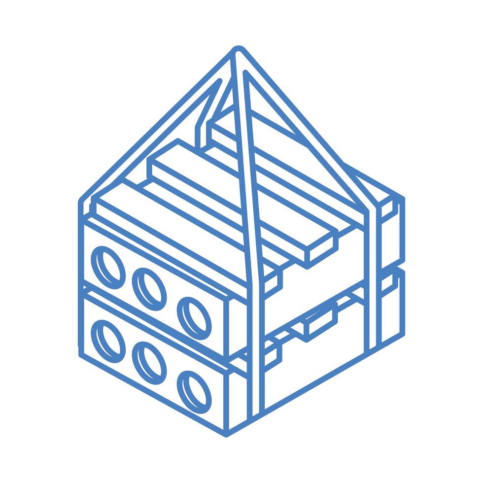 reparación isométrica material de construcción paletas de acero trabajo herramienta y equipo diseño de icono de estilo lineal vector