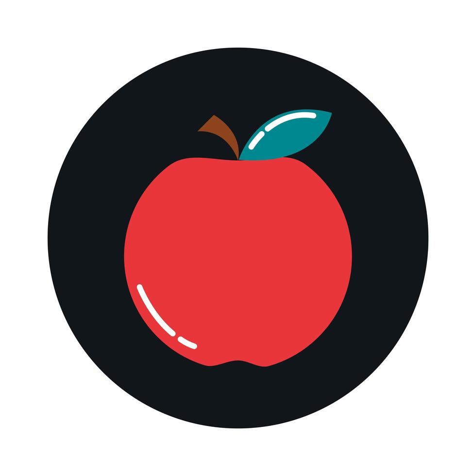 bloque de dieta de nutrición fresca de manzana de fruta e icono de estilo plano vector