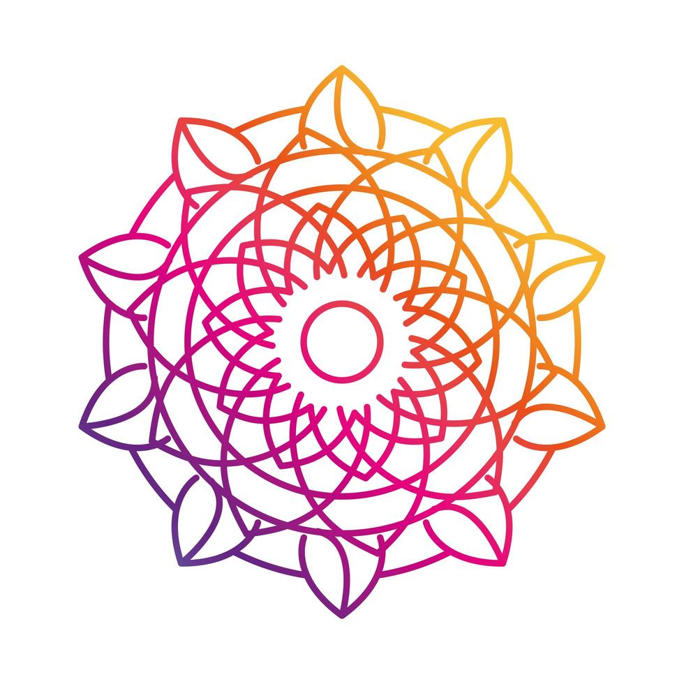 mandala motif floral decoration mystical gradient style icon vector