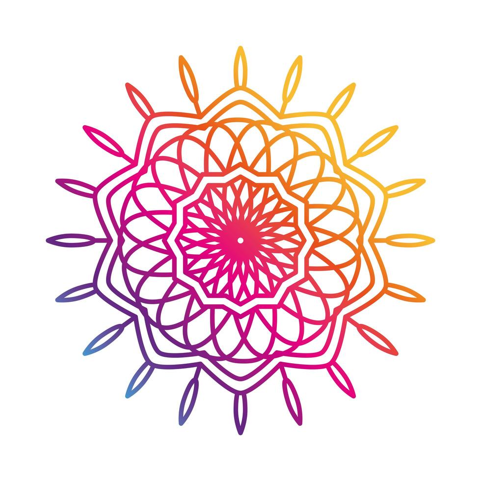 motivo de mandala decoración floral icono de estilo degradado místico vector