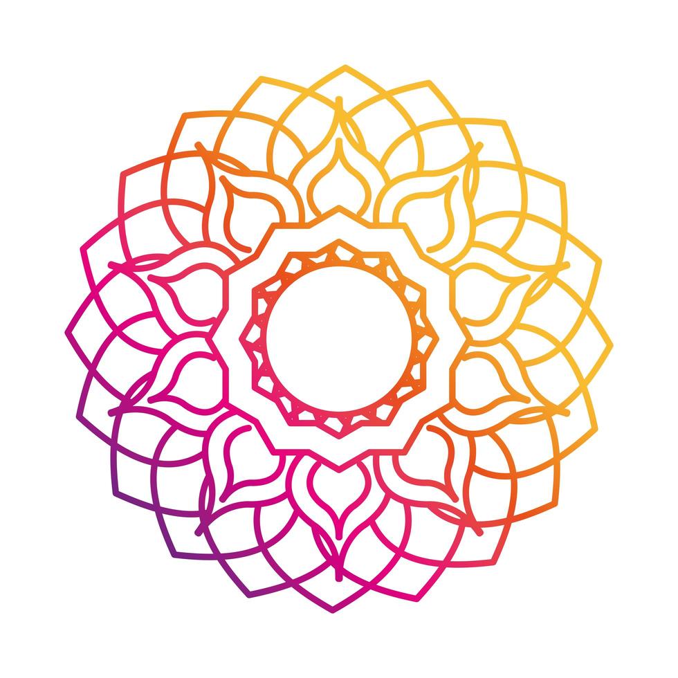 motivo de mandala decoración floral icono de estilo degradado místico vector