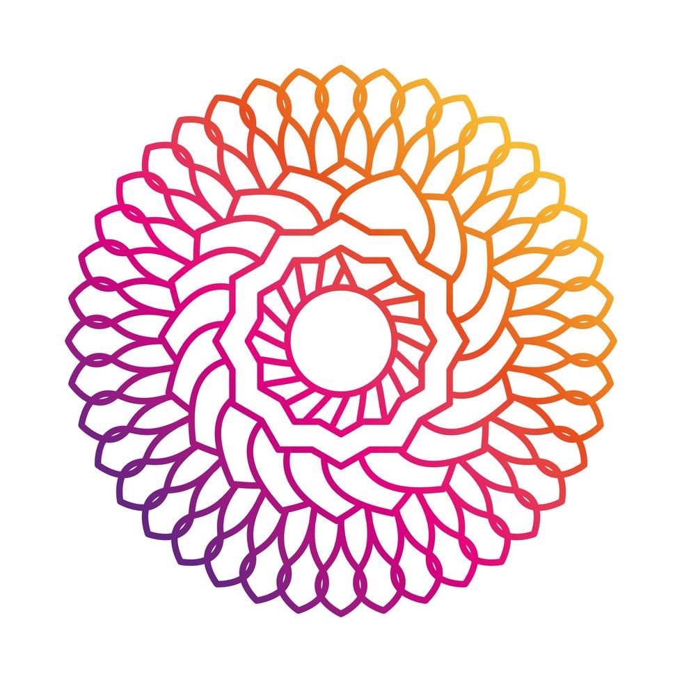mandala flower decoration round ornament gradient style icon vector