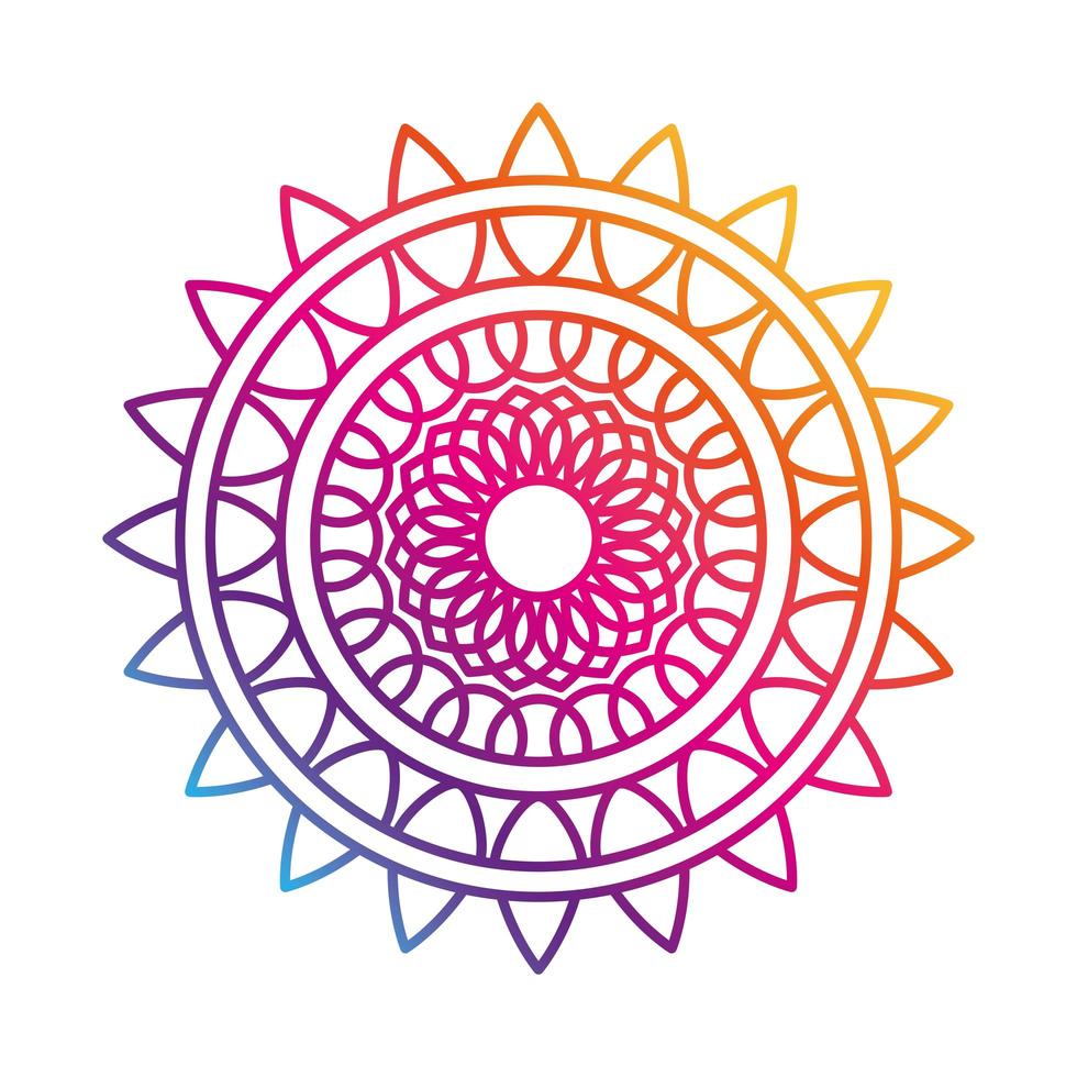 motivo de mandala decoración floral icono de estilo degradado místico vector