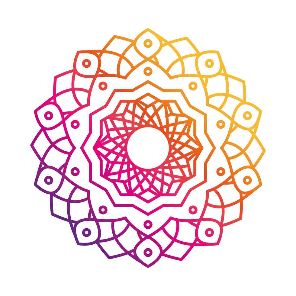 mandala flower decoration round ornament gradient style icon vector