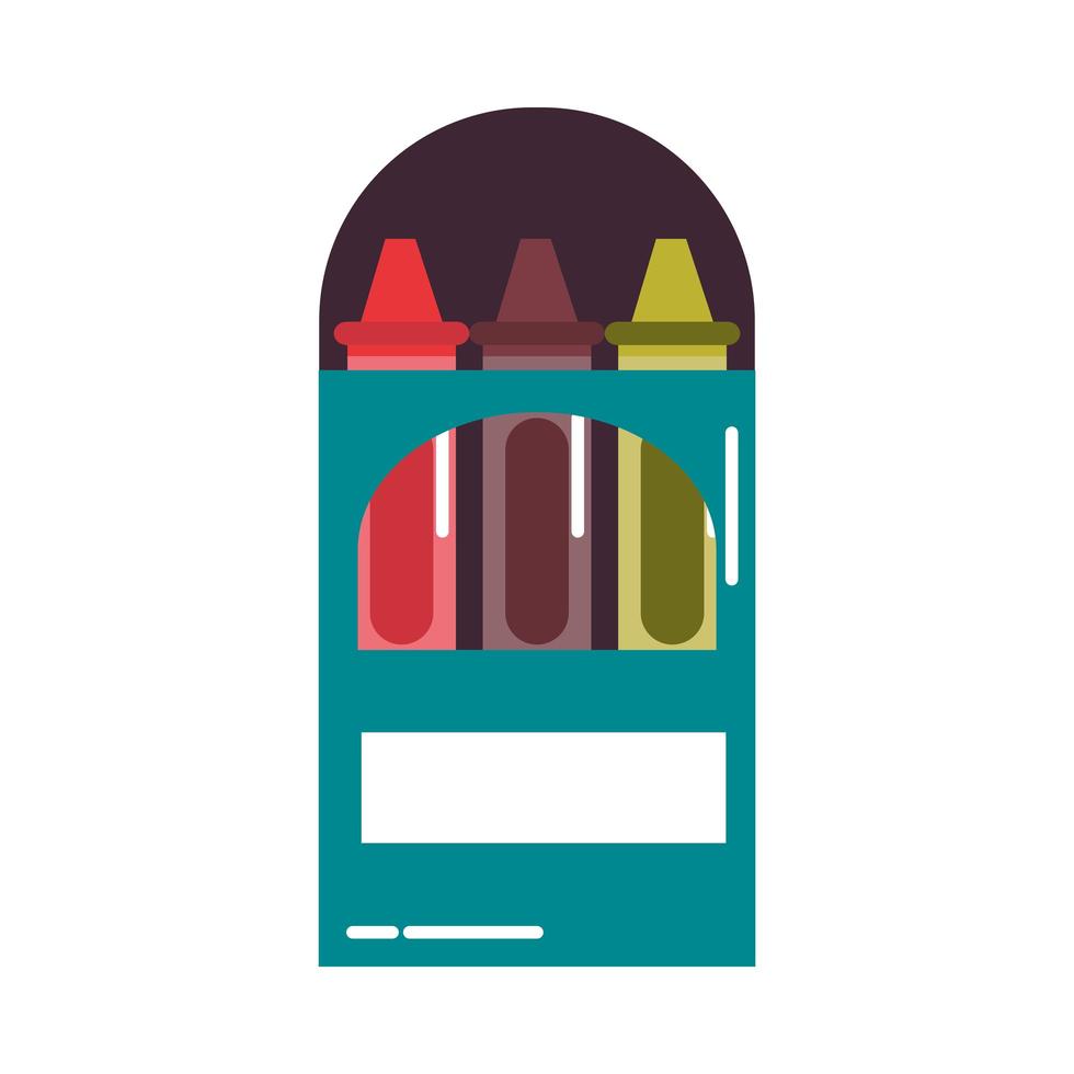 school education supply color crayons in box flat style icon vector