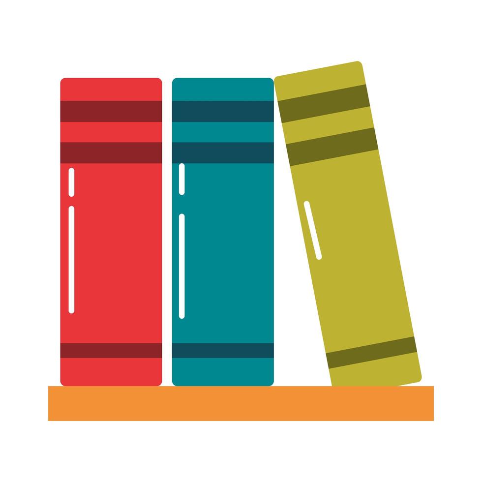 school education supply books in shelf knowledge flat style icon vector