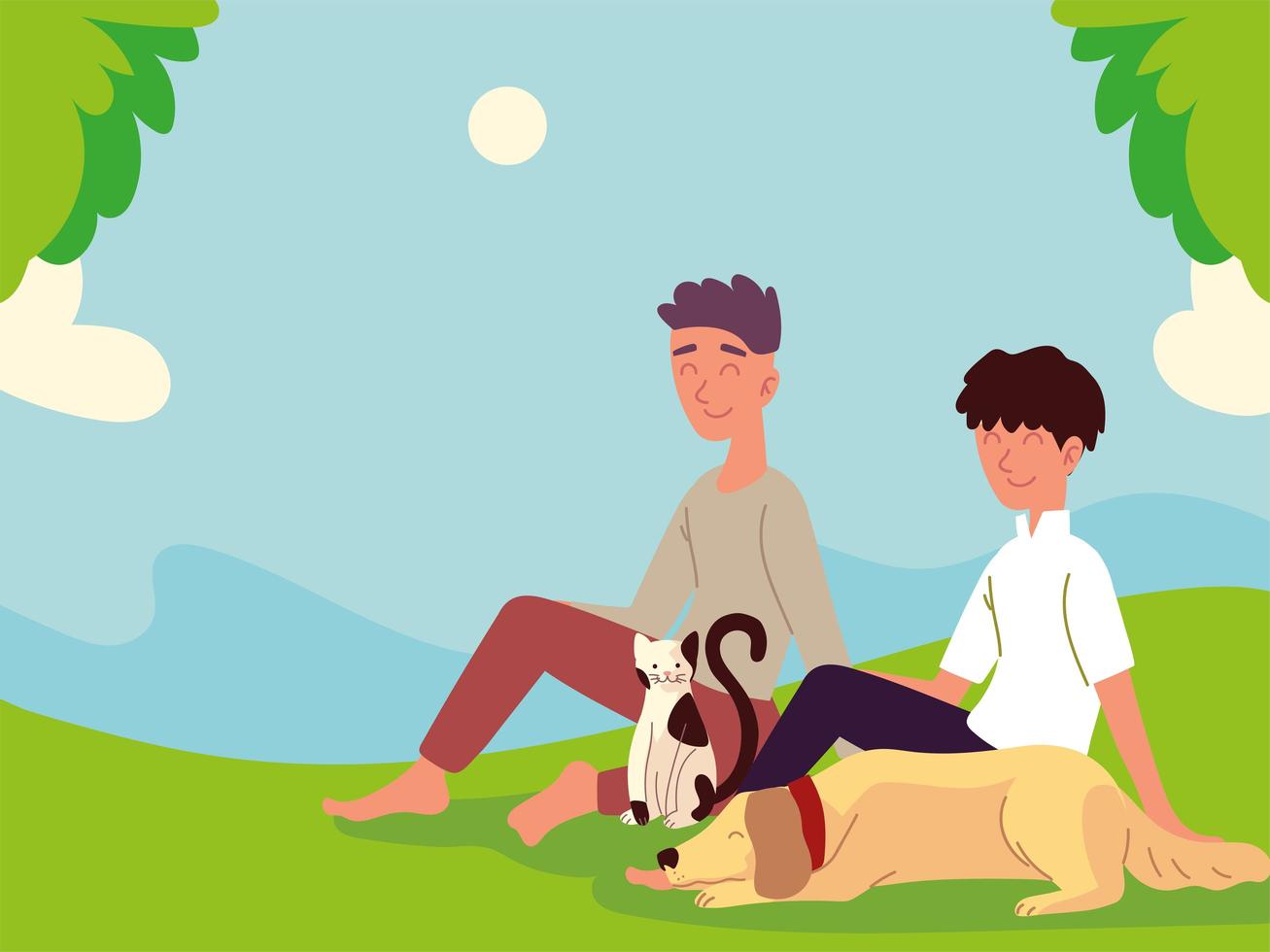 boys with pets vector