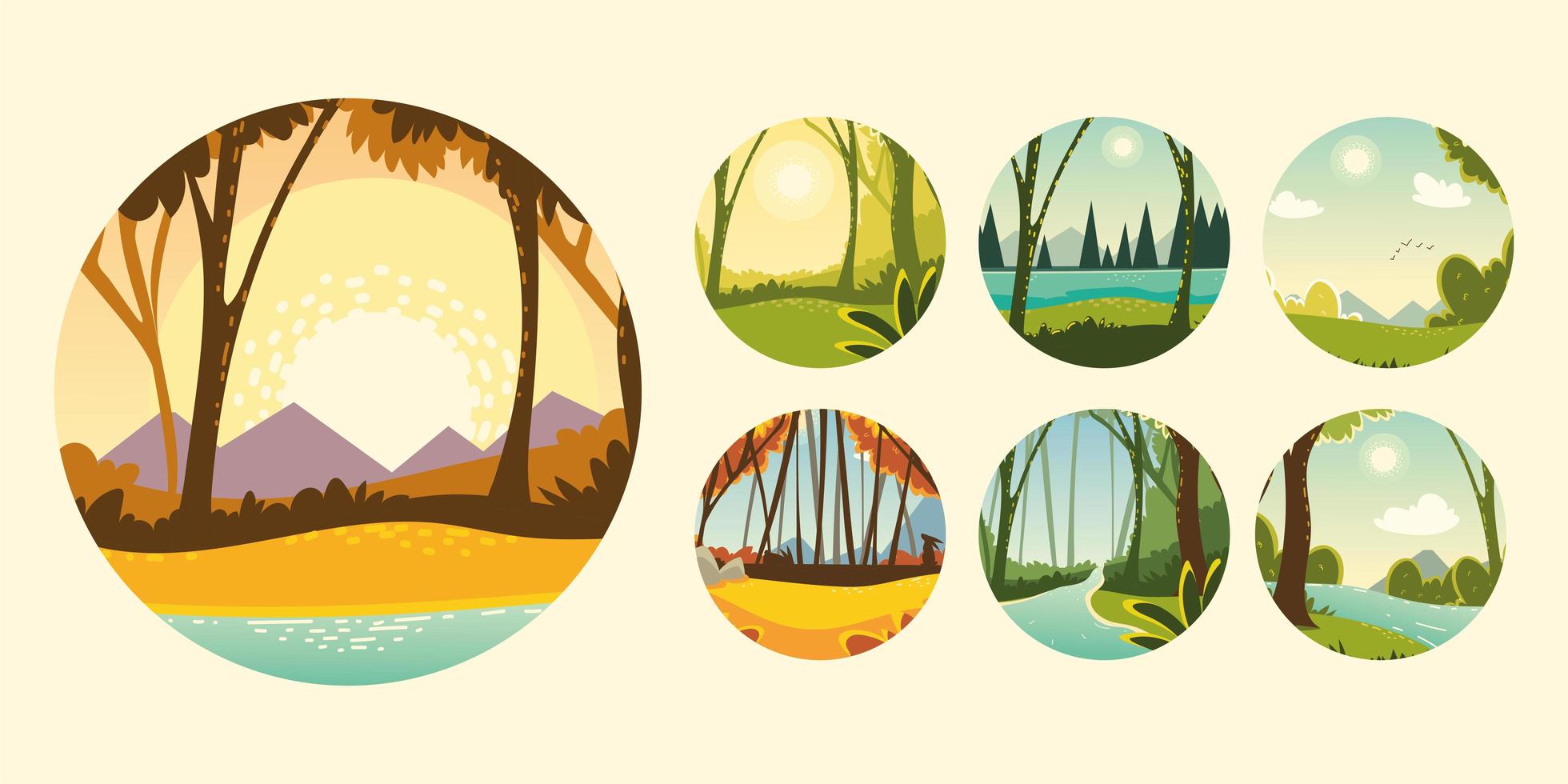 set forest nature vector