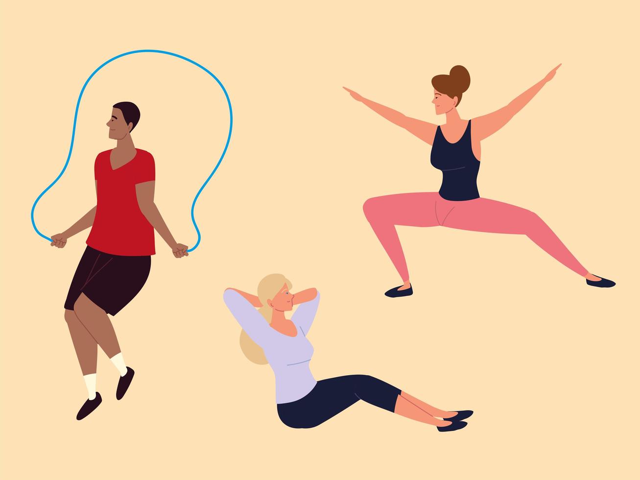 people making exercises vector