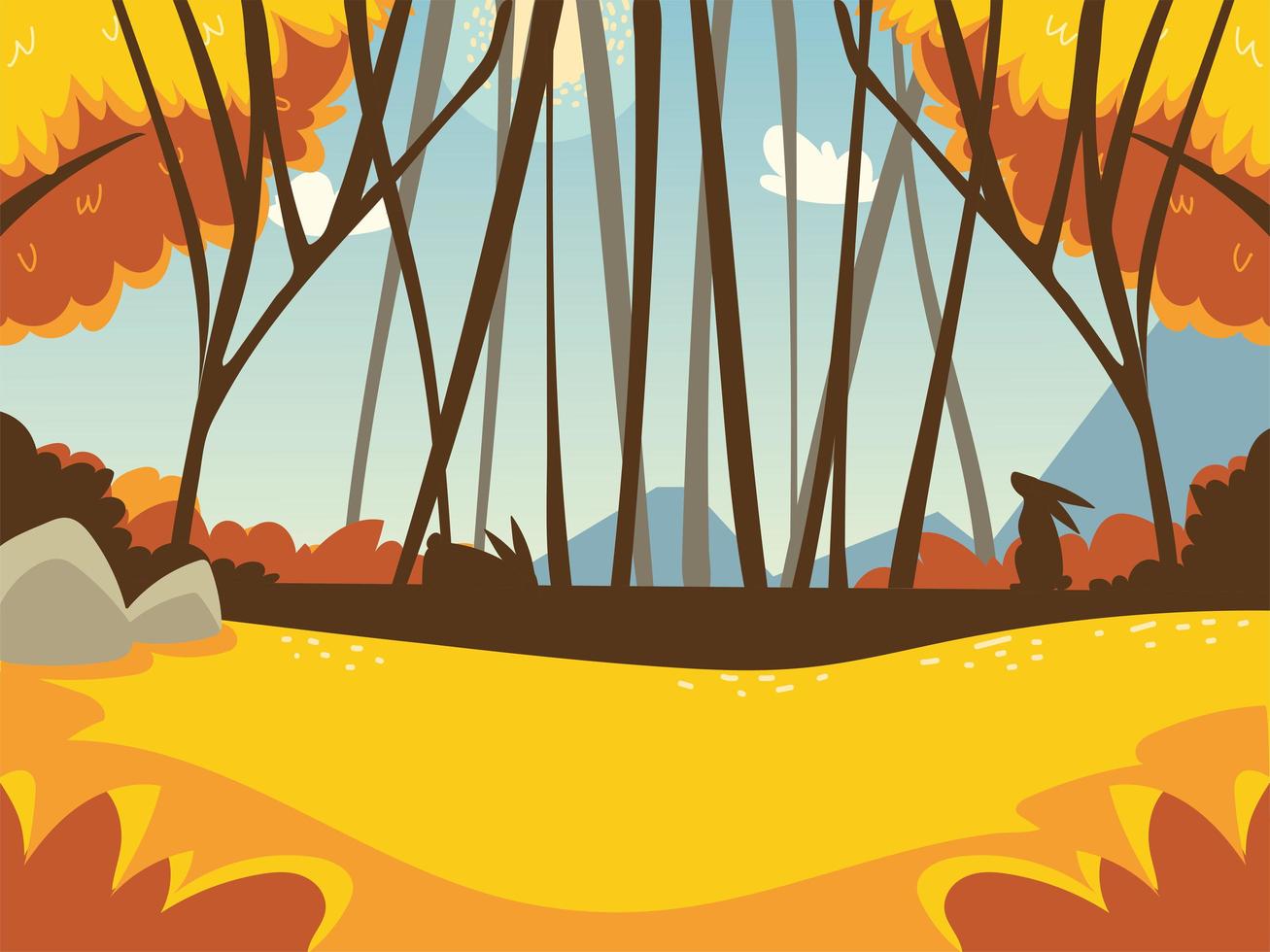 paisaje bosque de otoño vector