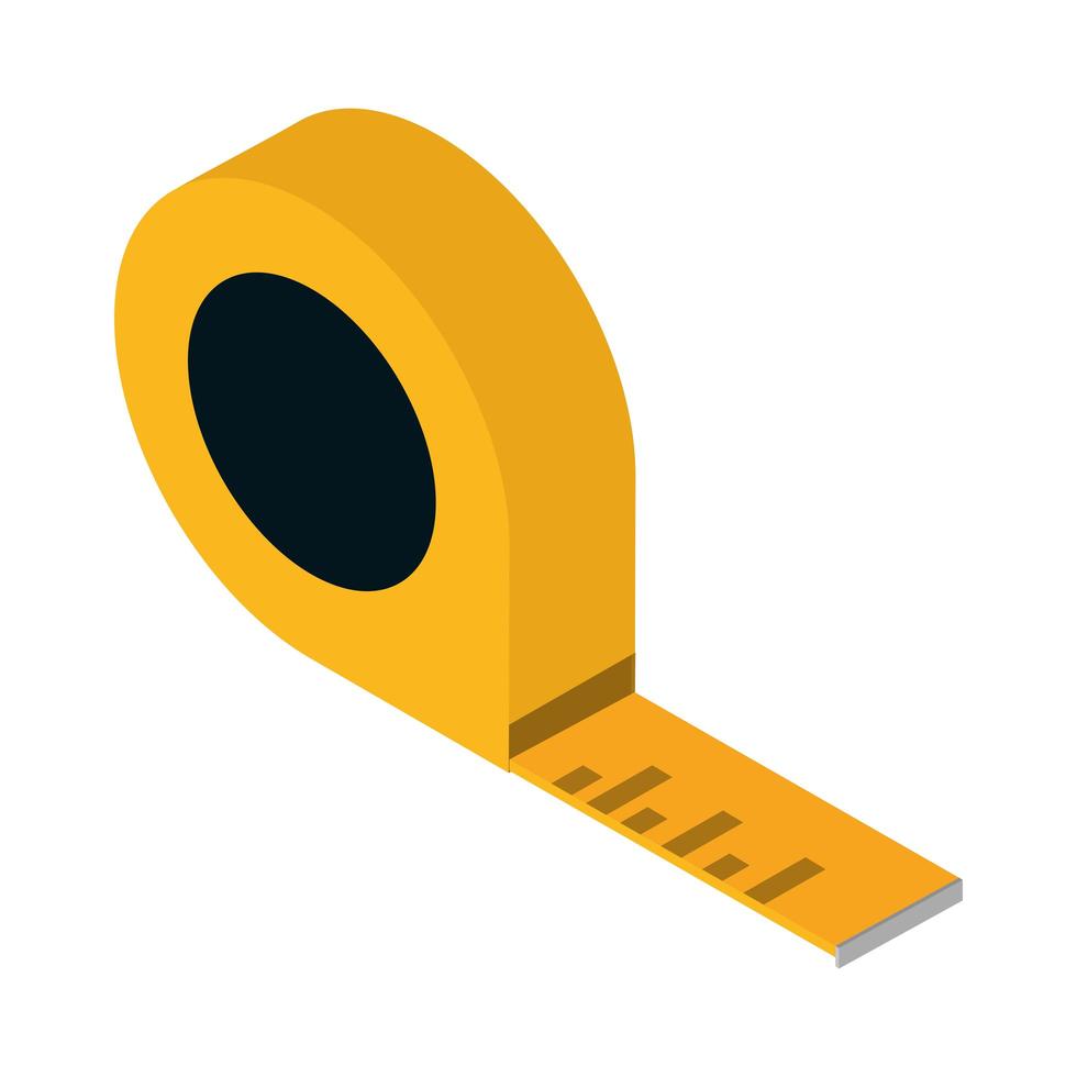 isometric repair construction measuring tape work tool and equipment flat style icon design vector