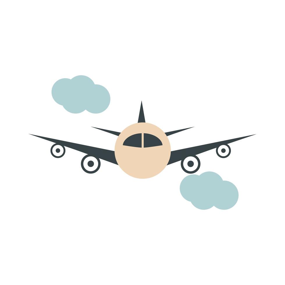 aeropuerto volando avión cielo viajes transporte terminal turismo o negocios icono de estilo plano vector