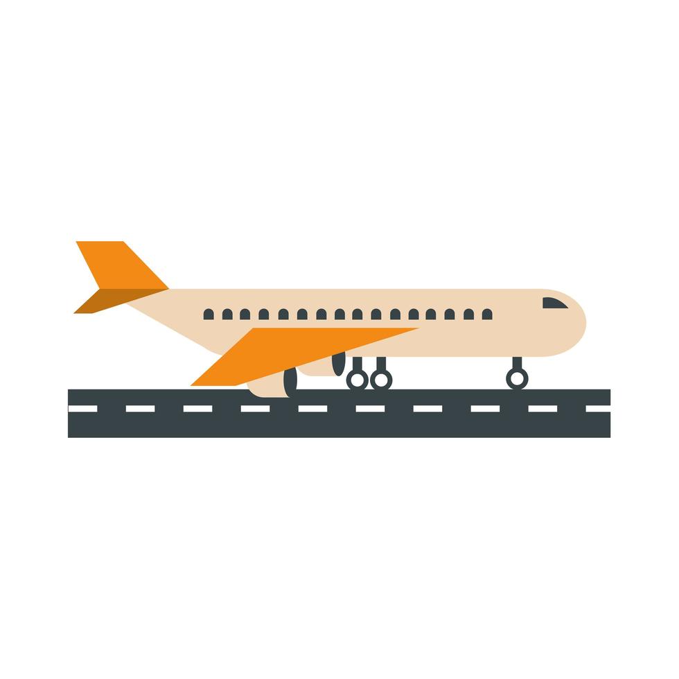 airport aircraft on runway side view travel transport terminal tourism or business flat style icon vector