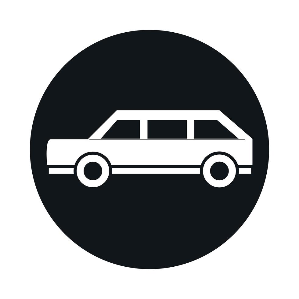 car minivan model transport vehicle block and flat style icon design vector