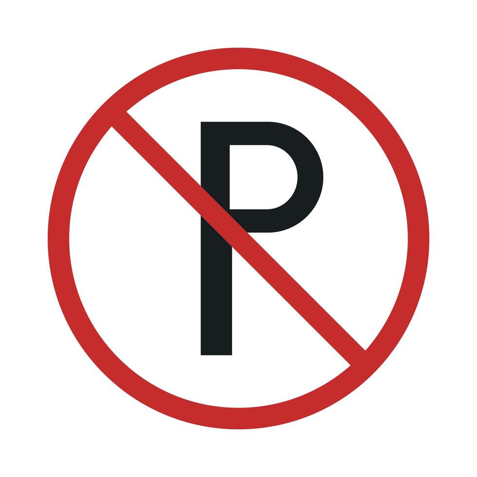 no hay señal de estacionamiento en el icono de estilo plano de círculo rojo tachado vector