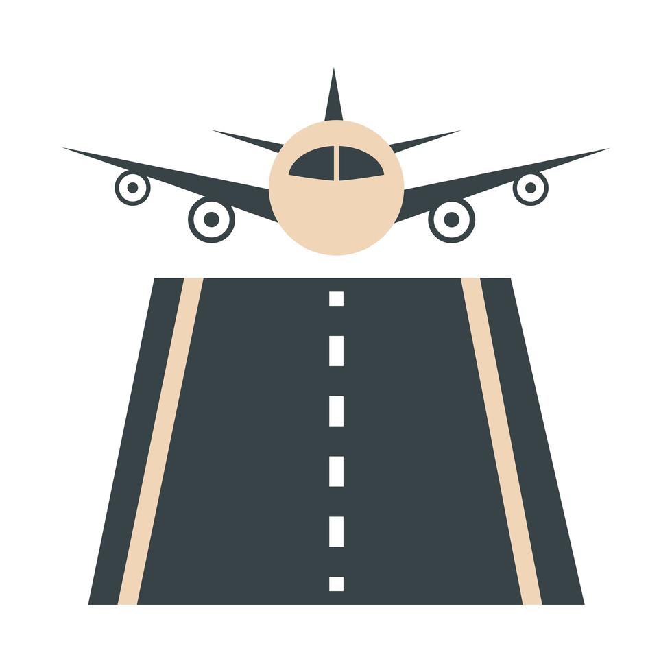 airport plane runway front view travel transport terminal tourism or business flat style icon vector