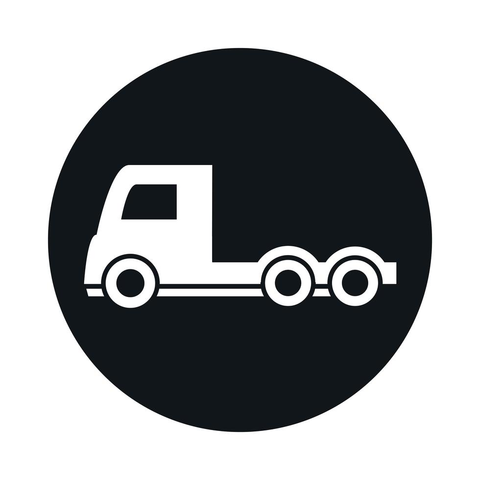 bloque de vehículo de transporte modelo de camión de cabeza de remolque de automóvil y diseño de icono de estilo plano vector