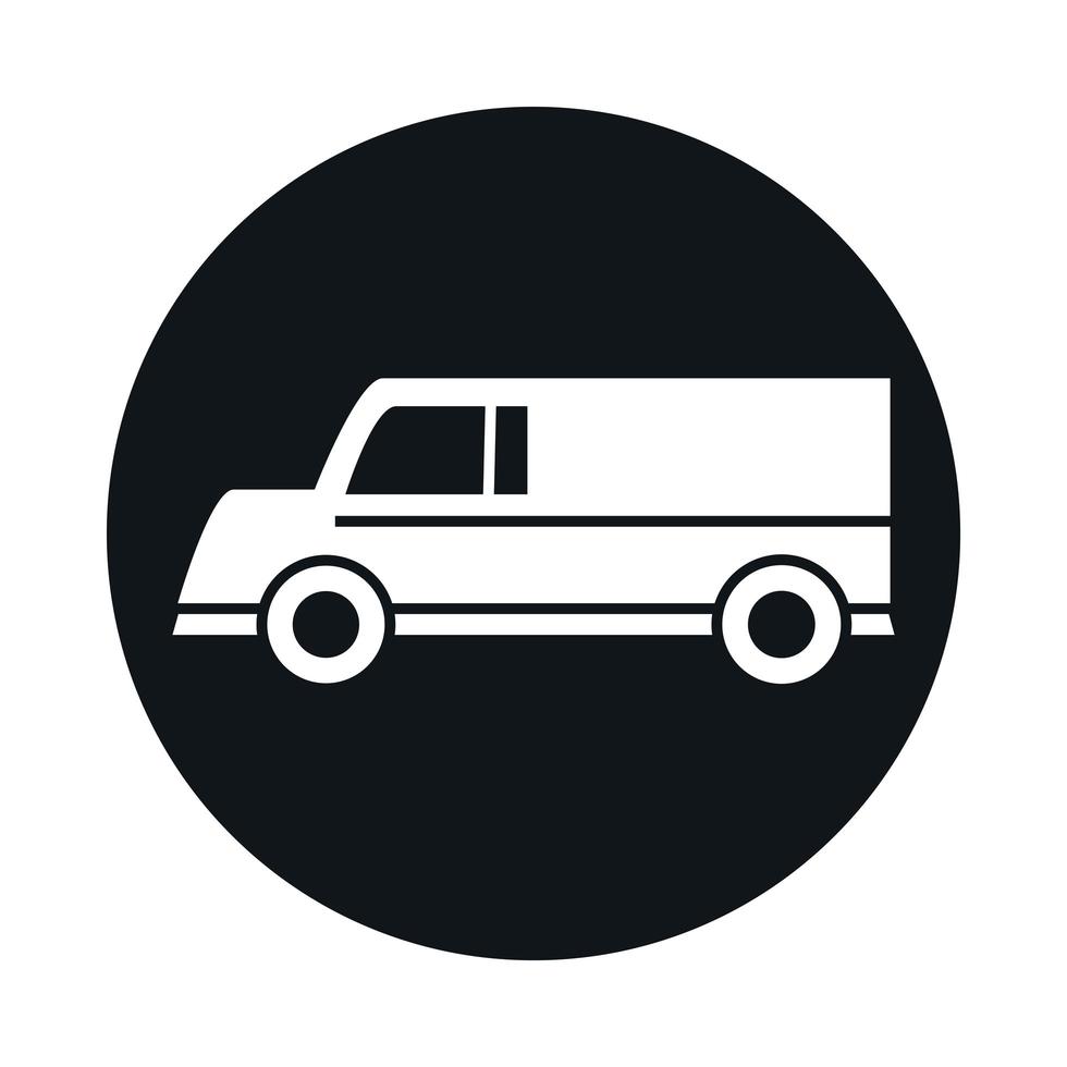 car delivery van model transport vehicle block and flat style icon design vector