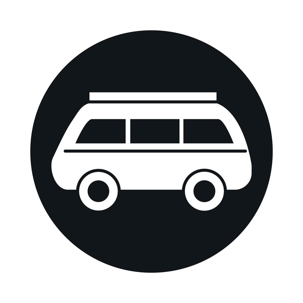 car mini van retro model transport vehicle block and flat style icon design vector