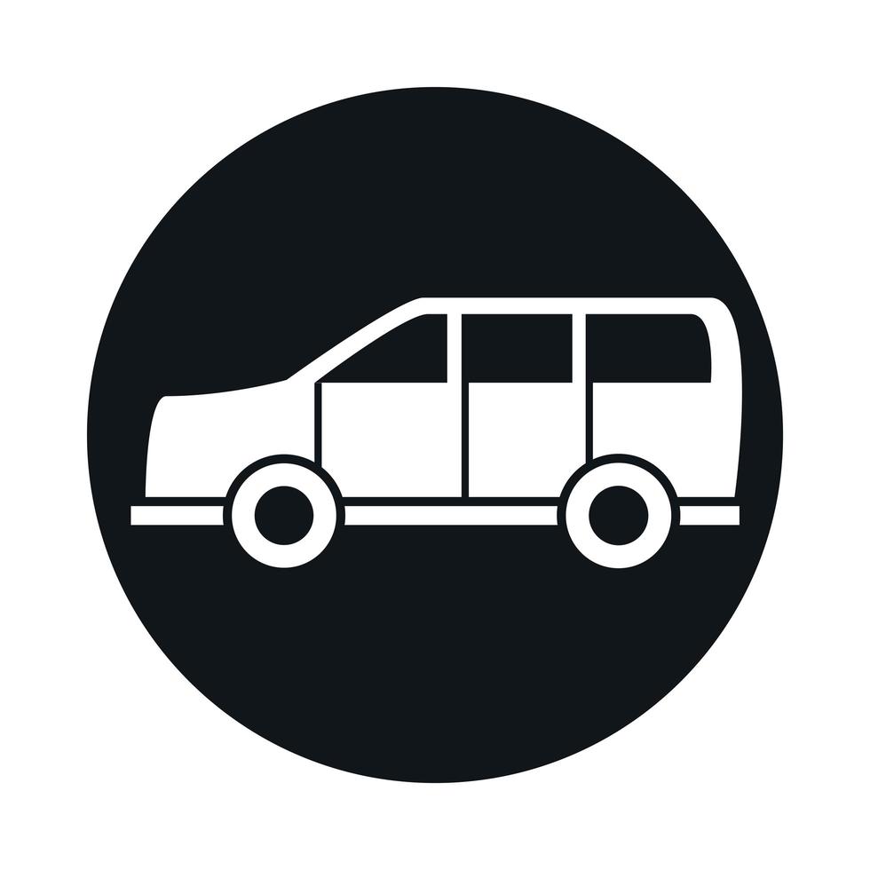 car suv transport vehicle block and flat style icon design vector