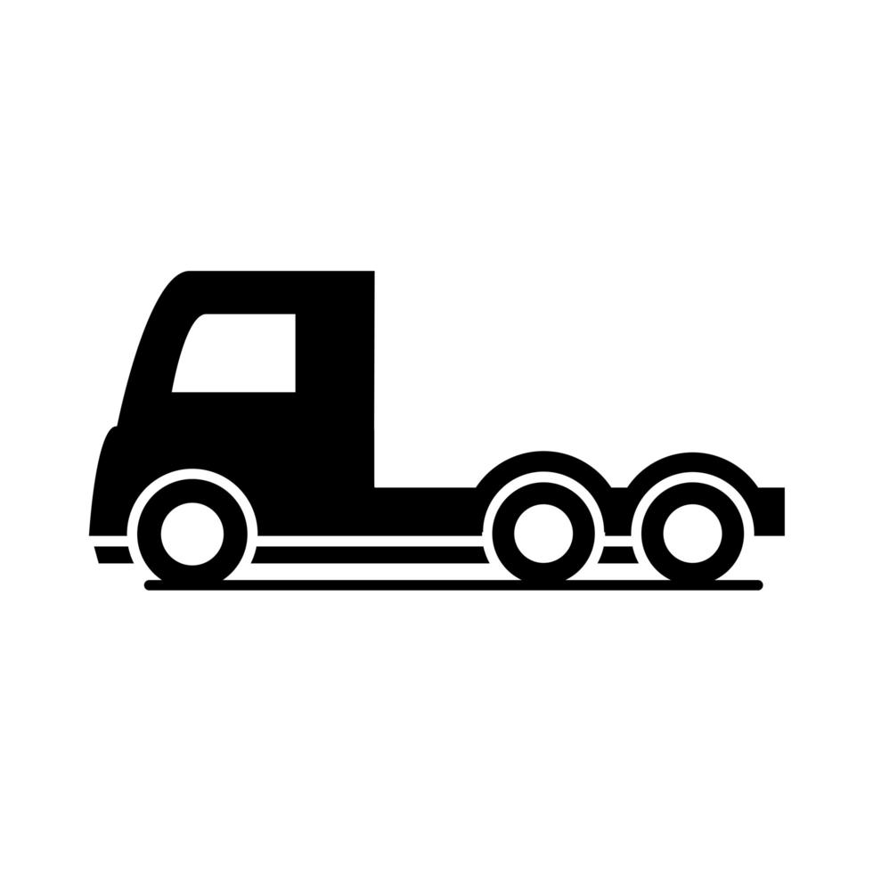 car trailer head truck model transport vehicle silhouette style icon design vector