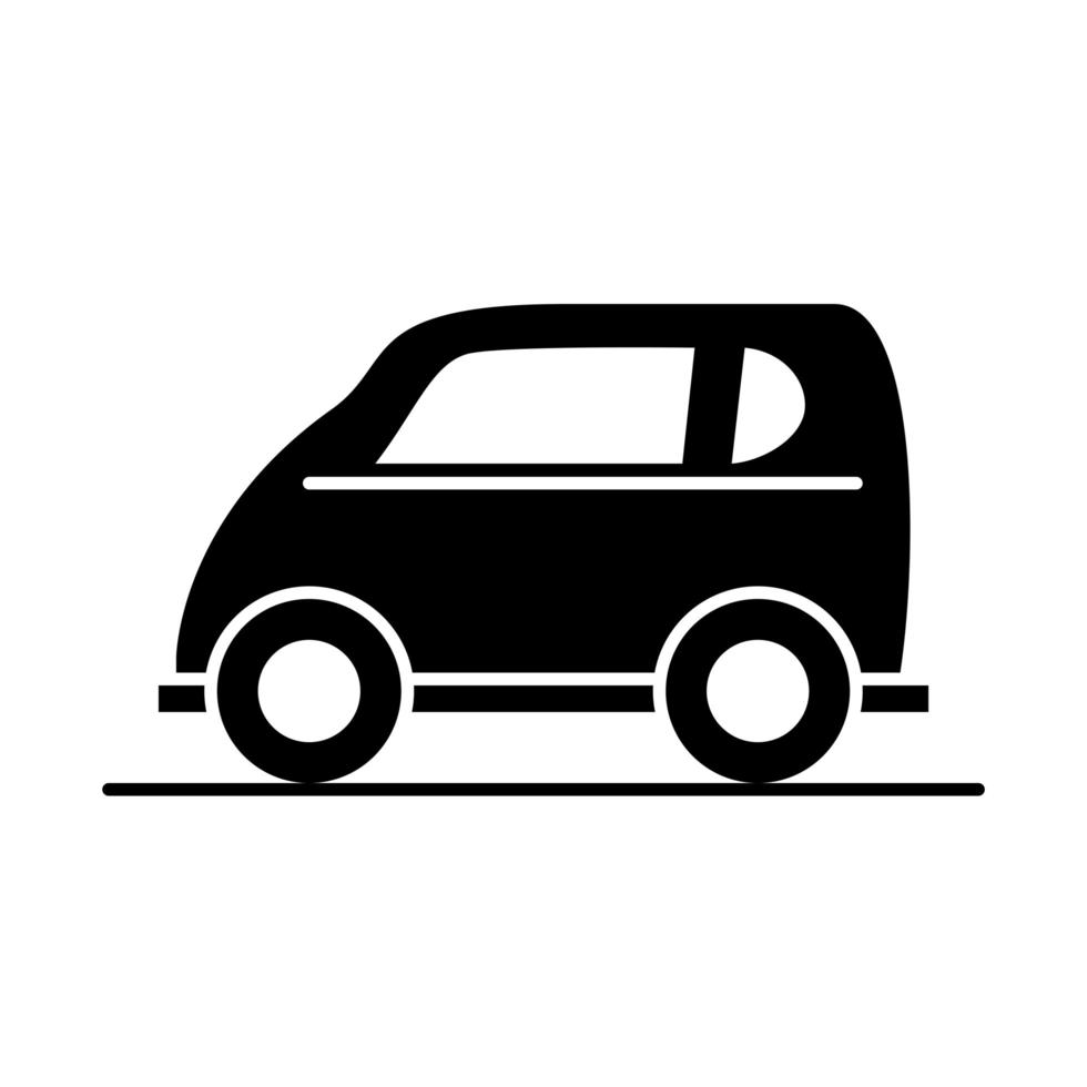 car compact mini model transport vehicle silhouette style icon design vector