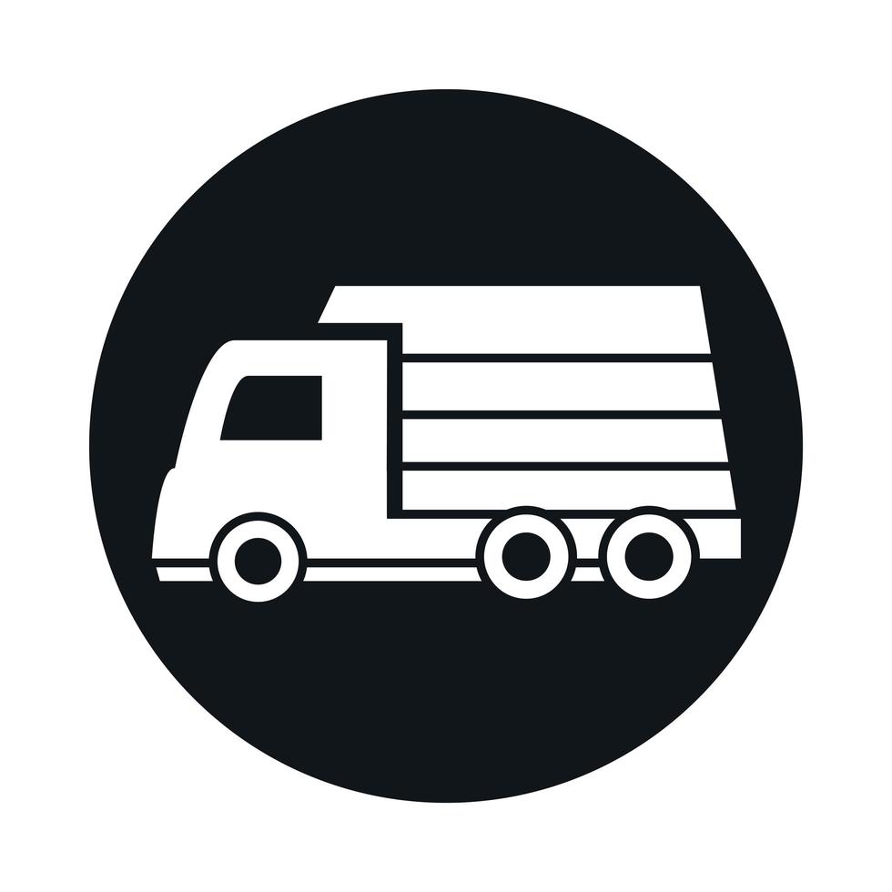 bloque de vehículo de transporte de camioneta de coche y diseño de icono de estilo plano vector