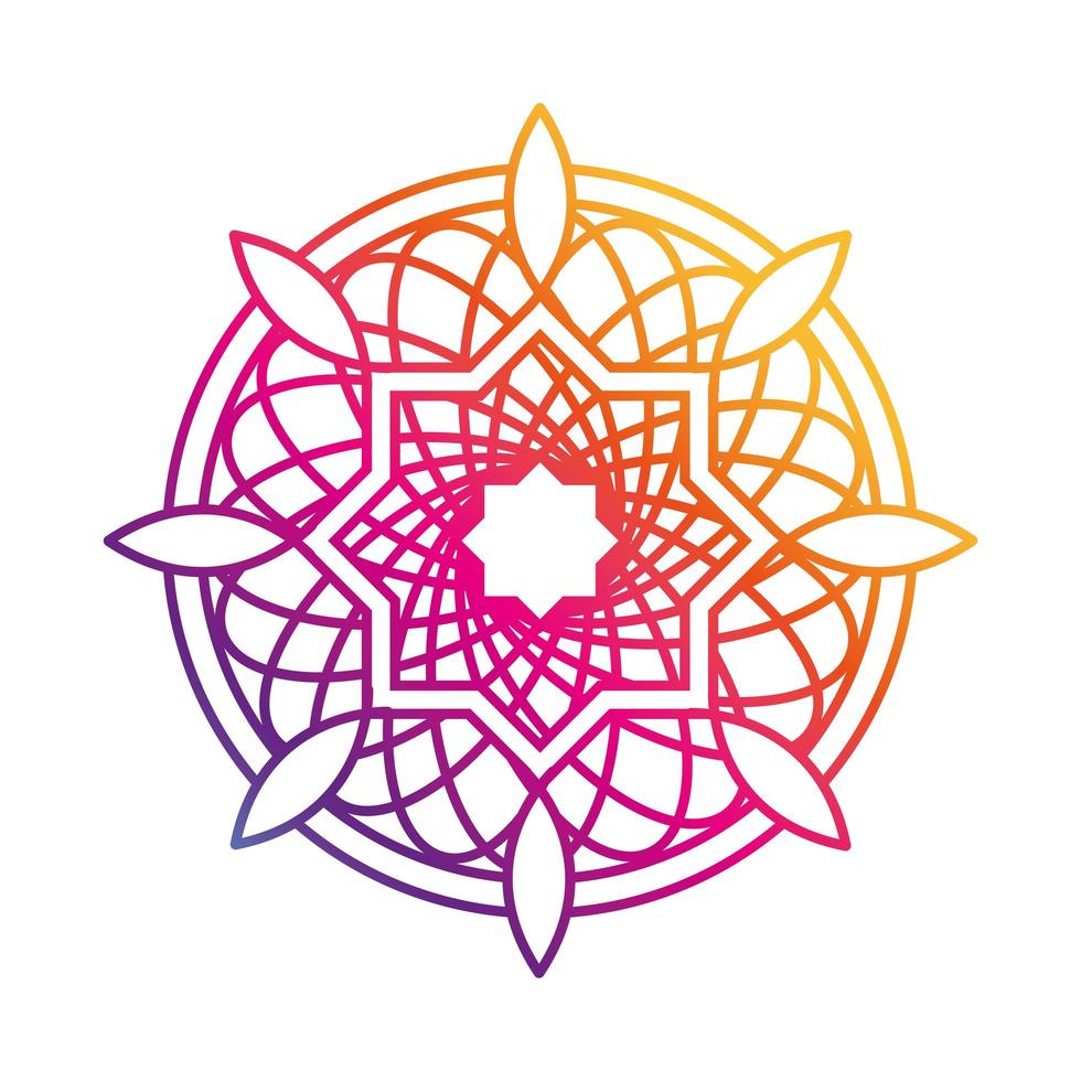 floral mandala vintage decorative print gradient style icon vector