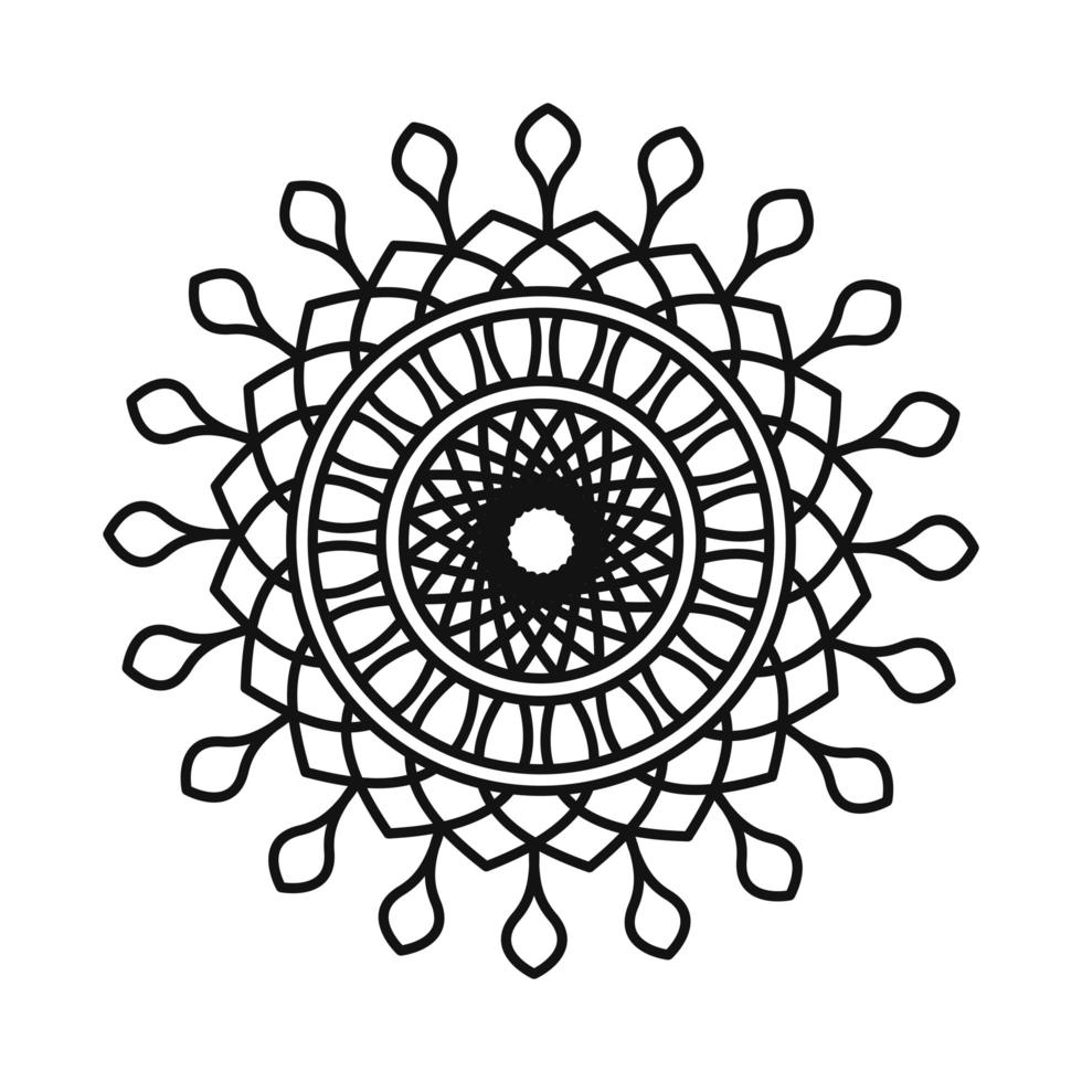 motivo de mandala decoración floral icono de estilo de línea mística vector