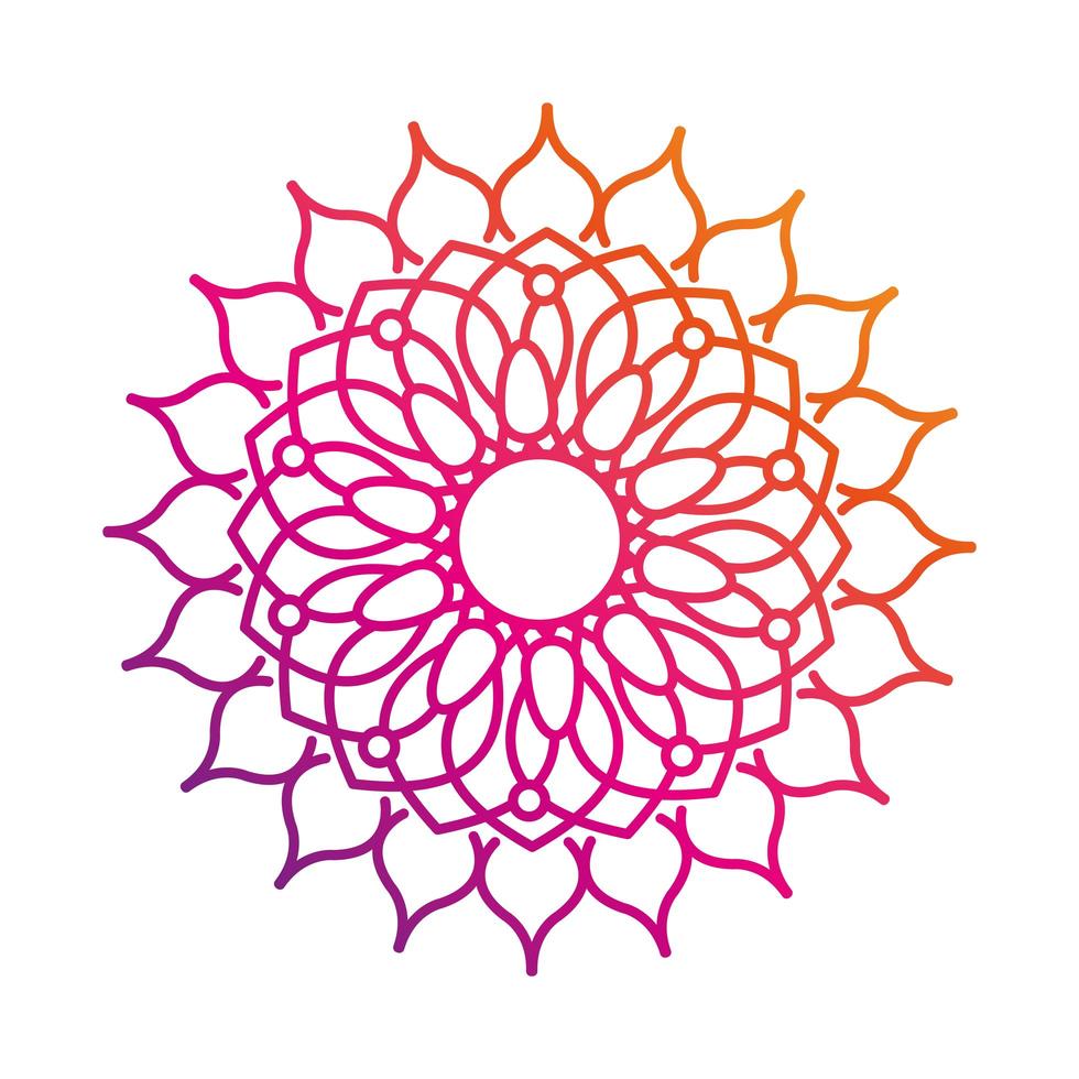 motivo de mandala decoración floral icono de estilo degradado místico vector