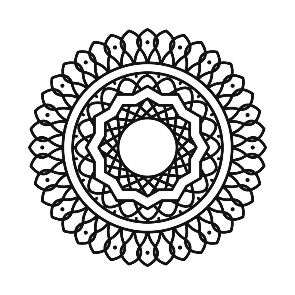 mandala flor decoración ornamento redondo icono de estilo de línea vector