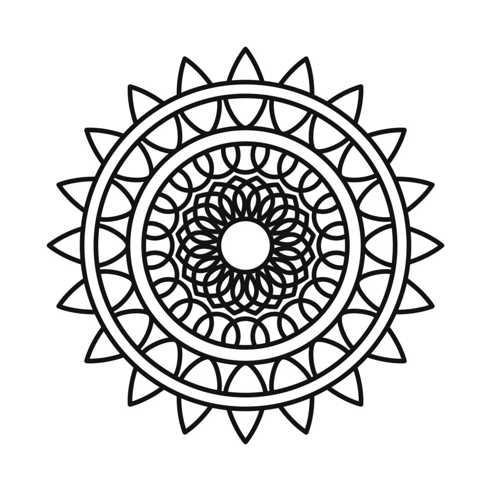 motivo de mandala decoración floral icono de estilo de línea mística vector