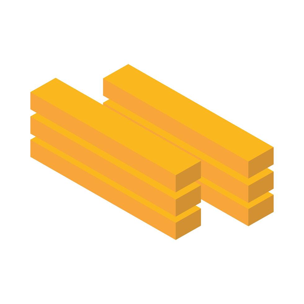 isometric repair construction wood planks work tool and equipment flat style icon design vector