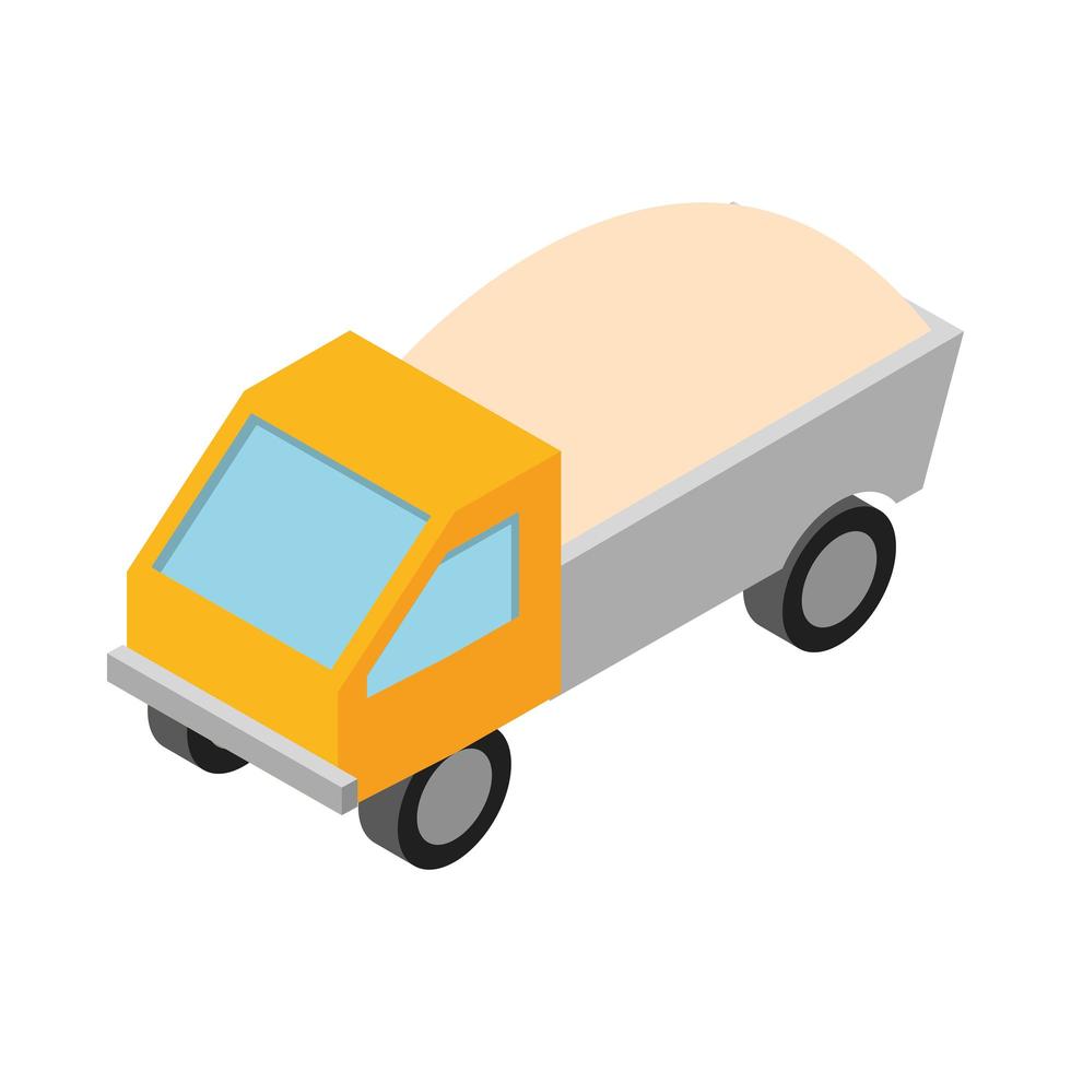 isometric repair construction dump truck with full of soil work equipment flat style icon design vector