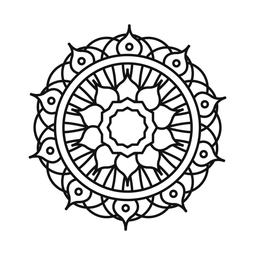 mandala flower decoration round ornament line style icon vector