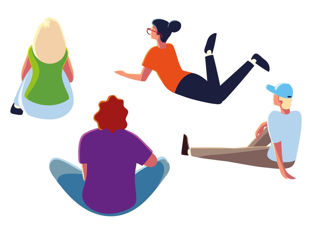 people resting floor vector