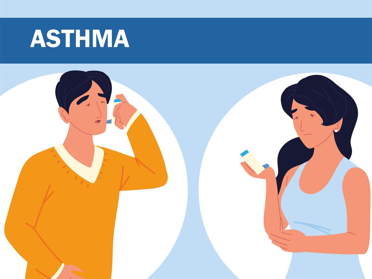 asthmatic man woman vector