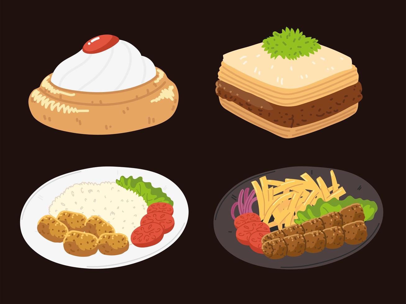 arabian food set vector