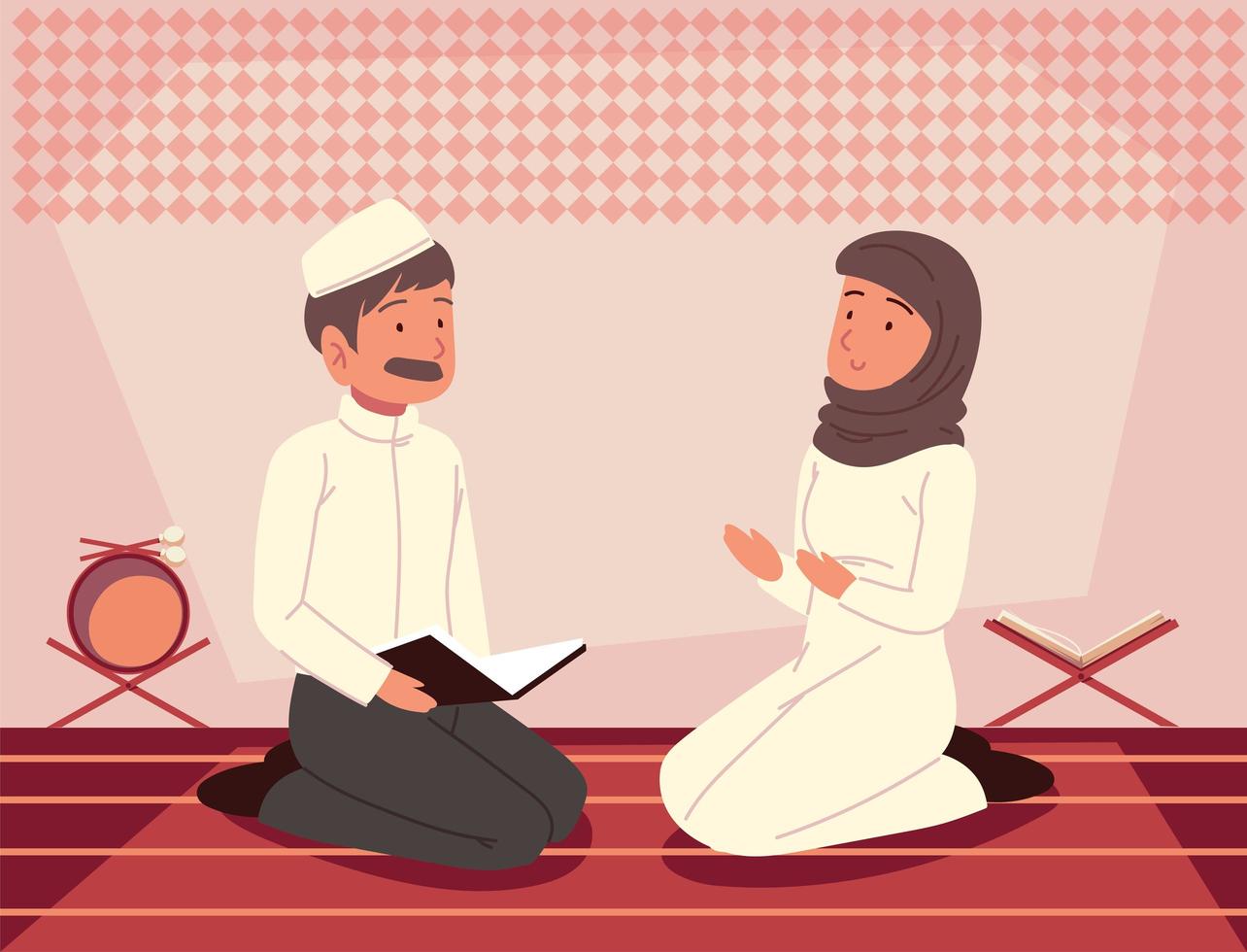 couple prayer quran vector