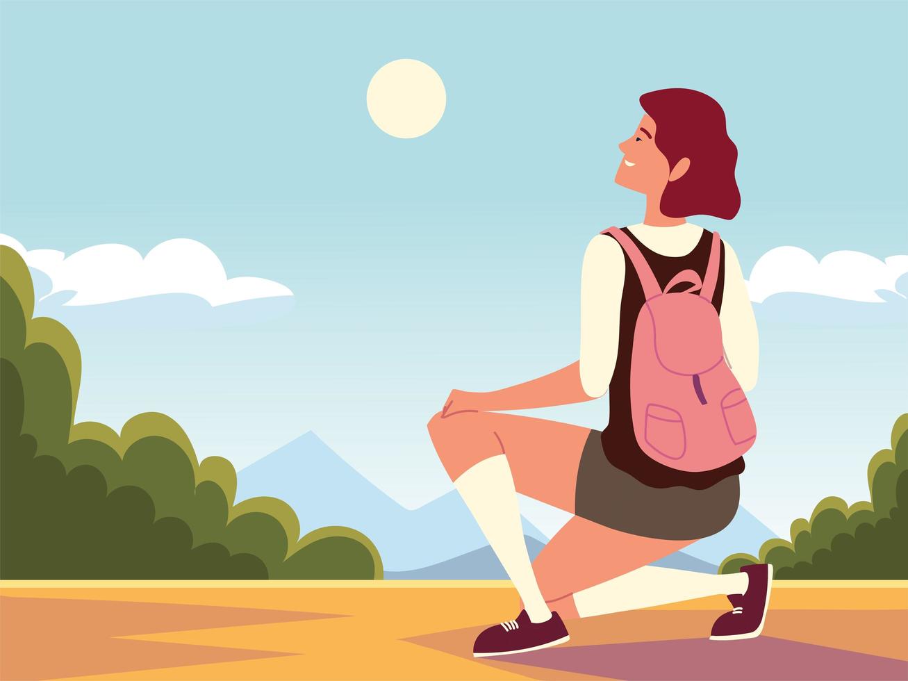 traveler woman adventure vector