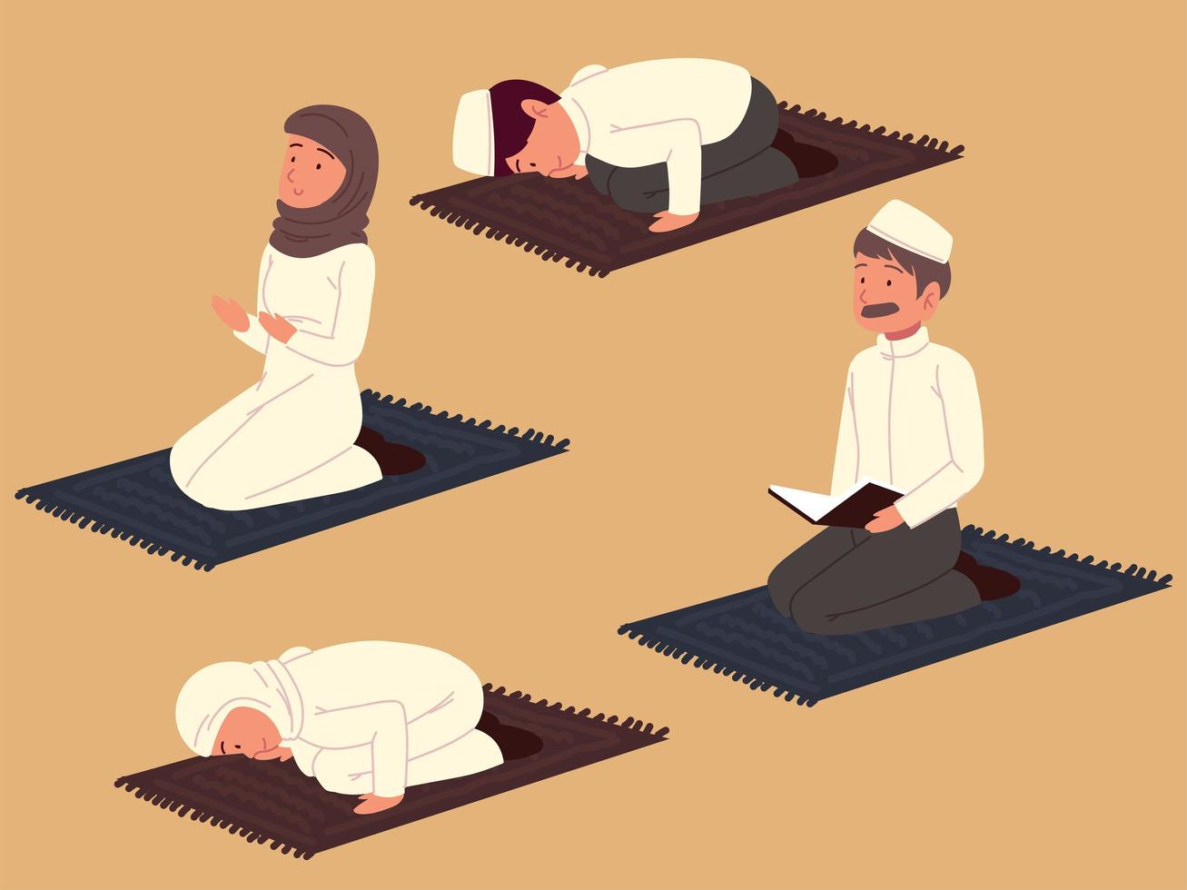 arab people praying vector