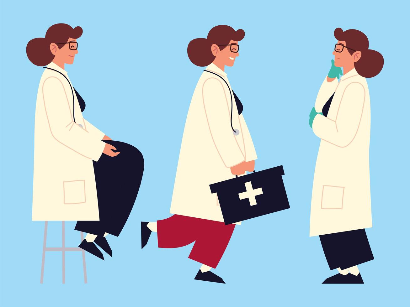 set physician woman vector