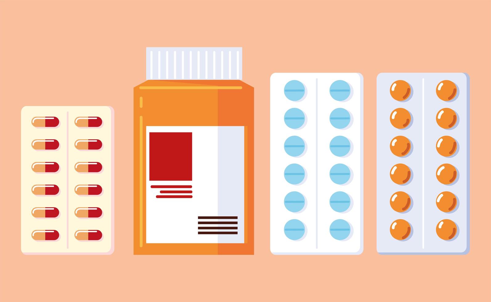 pharmacy medicaments set vector