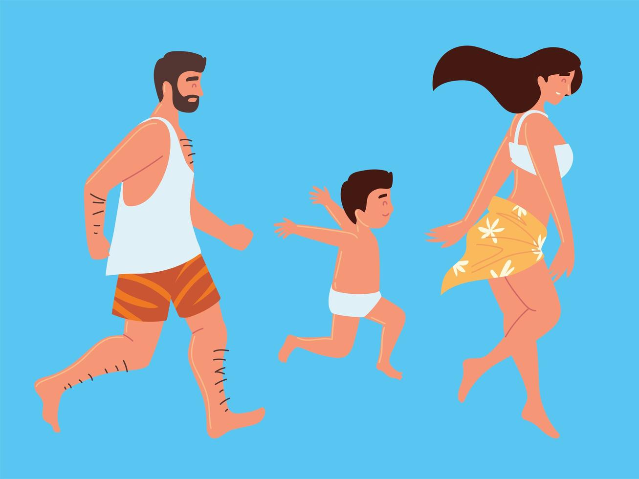 family in swimsuit vector