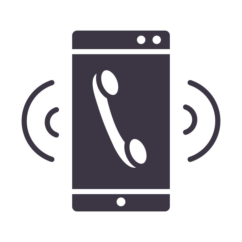 smartphone call talking device technology silhouette style design icon vector