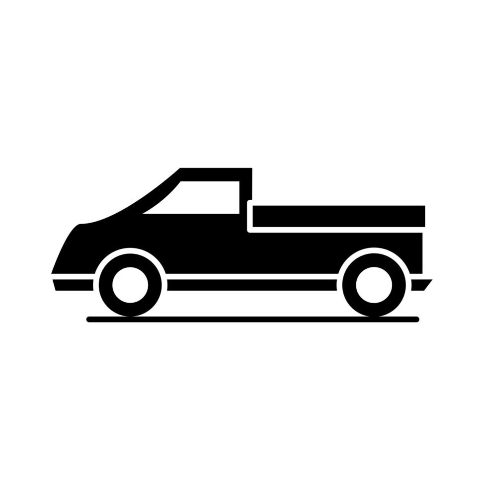 car pickup truck transport vehicle silhouette style icon design vector