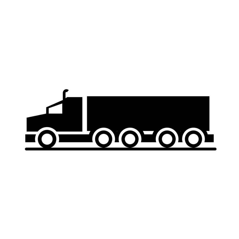 car truck container model transport vehicle silhouette style icon design vector