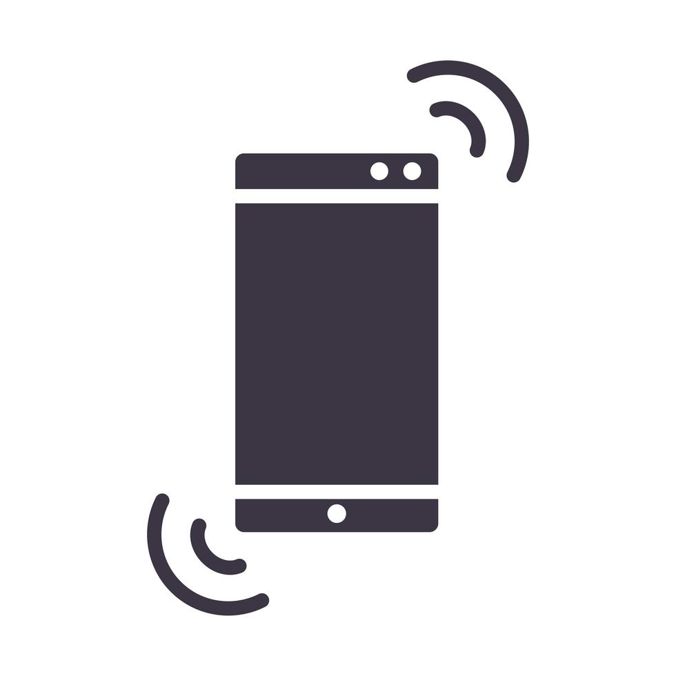 icono de diseño de estilo de silueta de tecnología de dispositivo de internet de conexión de teléfono inteligente vector